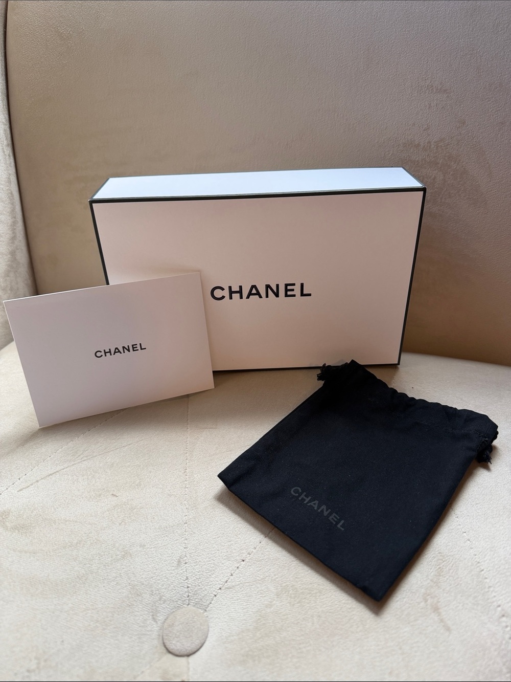 CHANEL gift box with Dust Bag and notecard